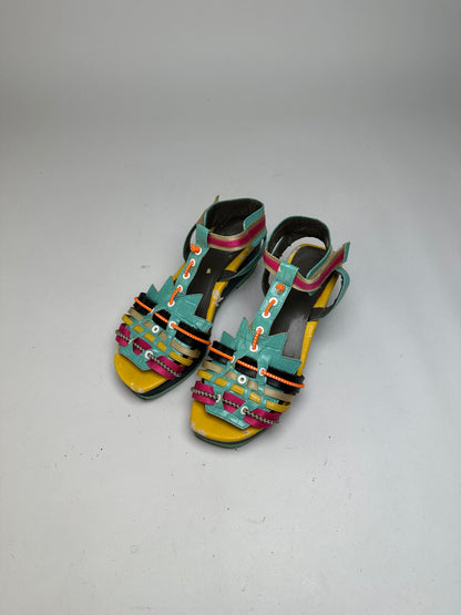 Vintage Issey Miyake Pleats Please Platform Wedge Sandal Early 2000s Multicolor EU36.5