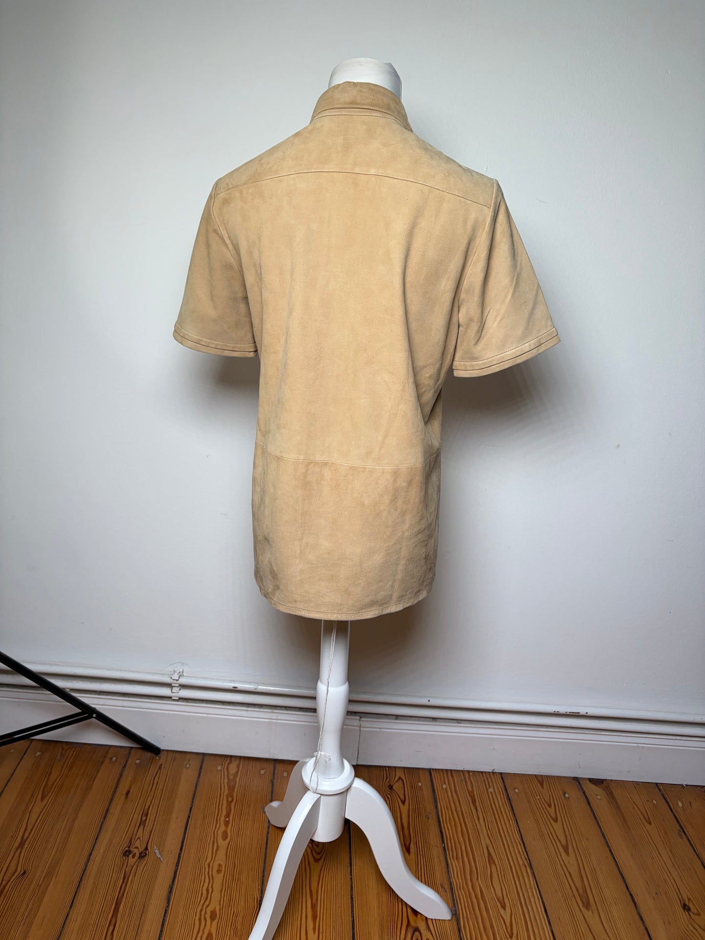 Vintage Loewe Suede Short Sleeve Shirt Beige S