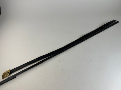 Vintage Celine Black Leather Belt with Gold-Tone Buckle Design
