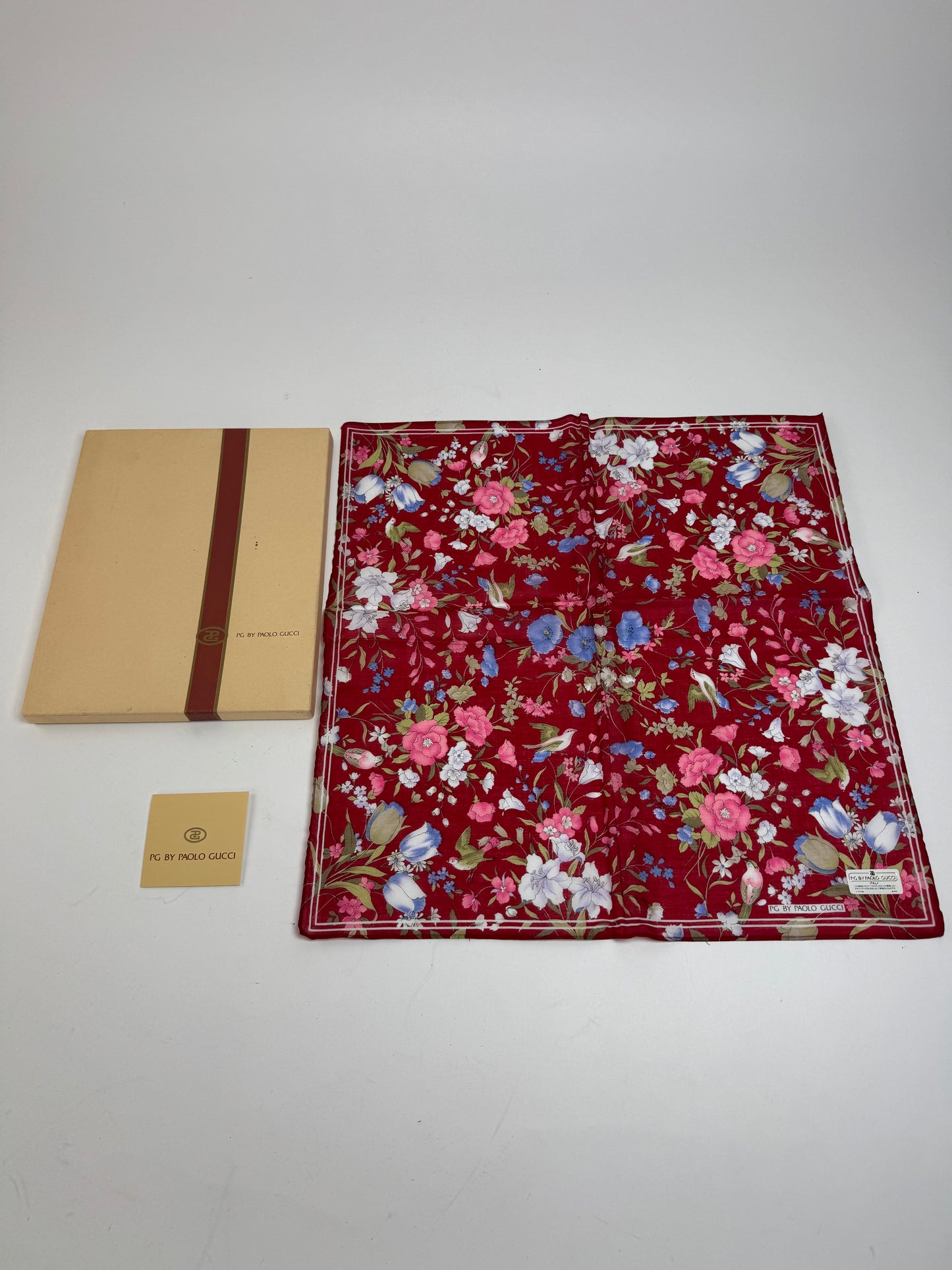 Vintage Gucci Floral Scarf Red New With Box