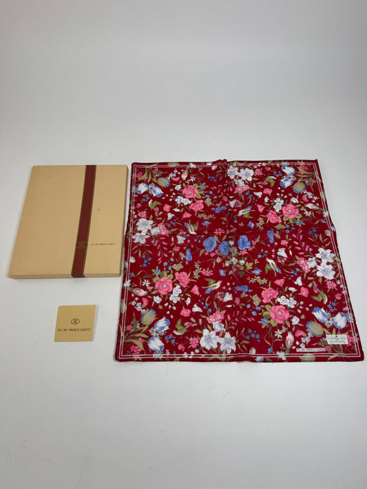 Vintage Gucci Floral Scarf Red New With Box