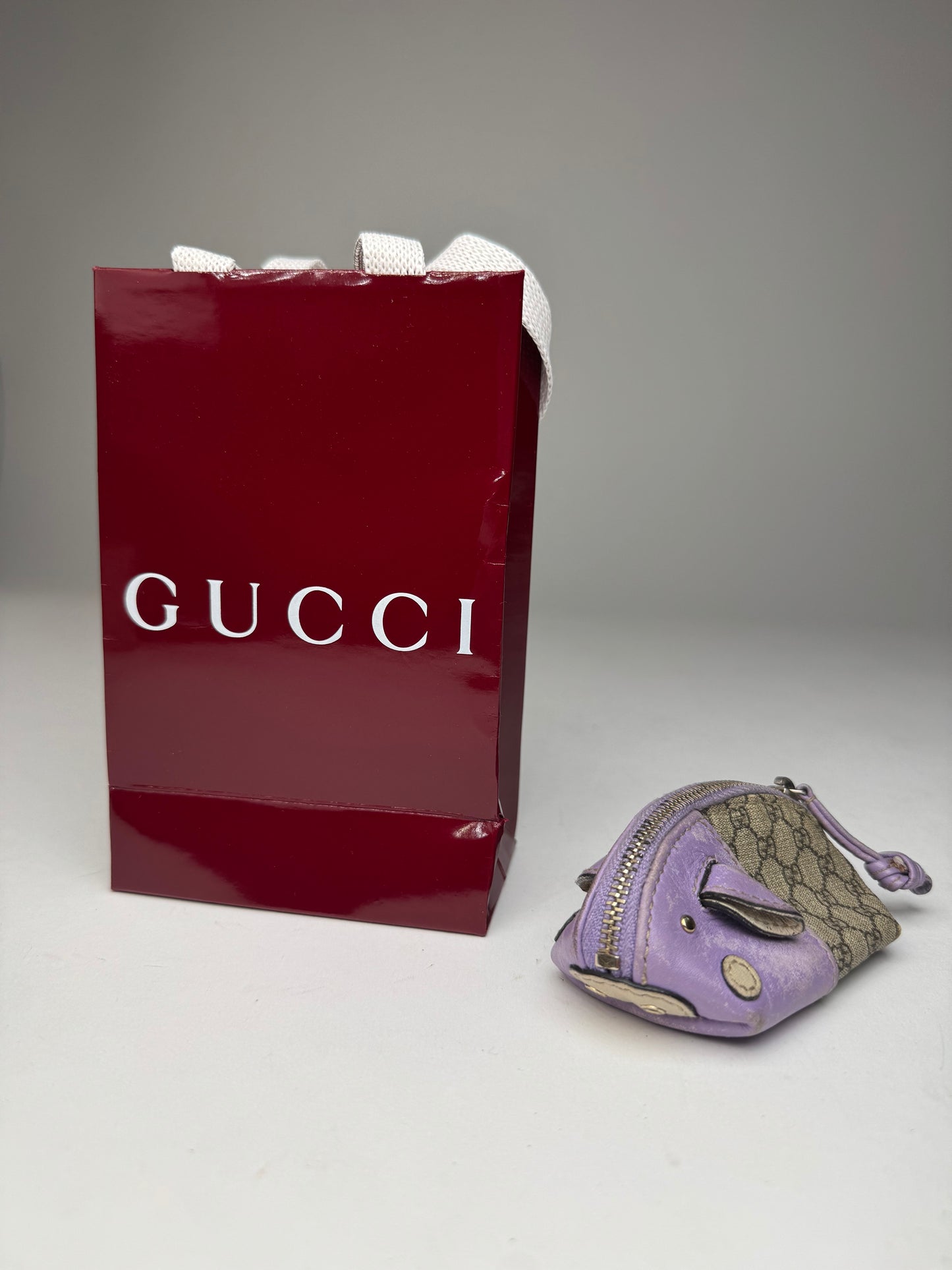 Vintage Gucci Monogram Mouse Purse Purple Brown