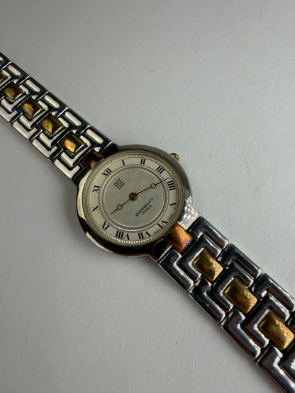 Vintage Givenchy Two-Tone Bracelet Watch Late 1980s Silver Gold