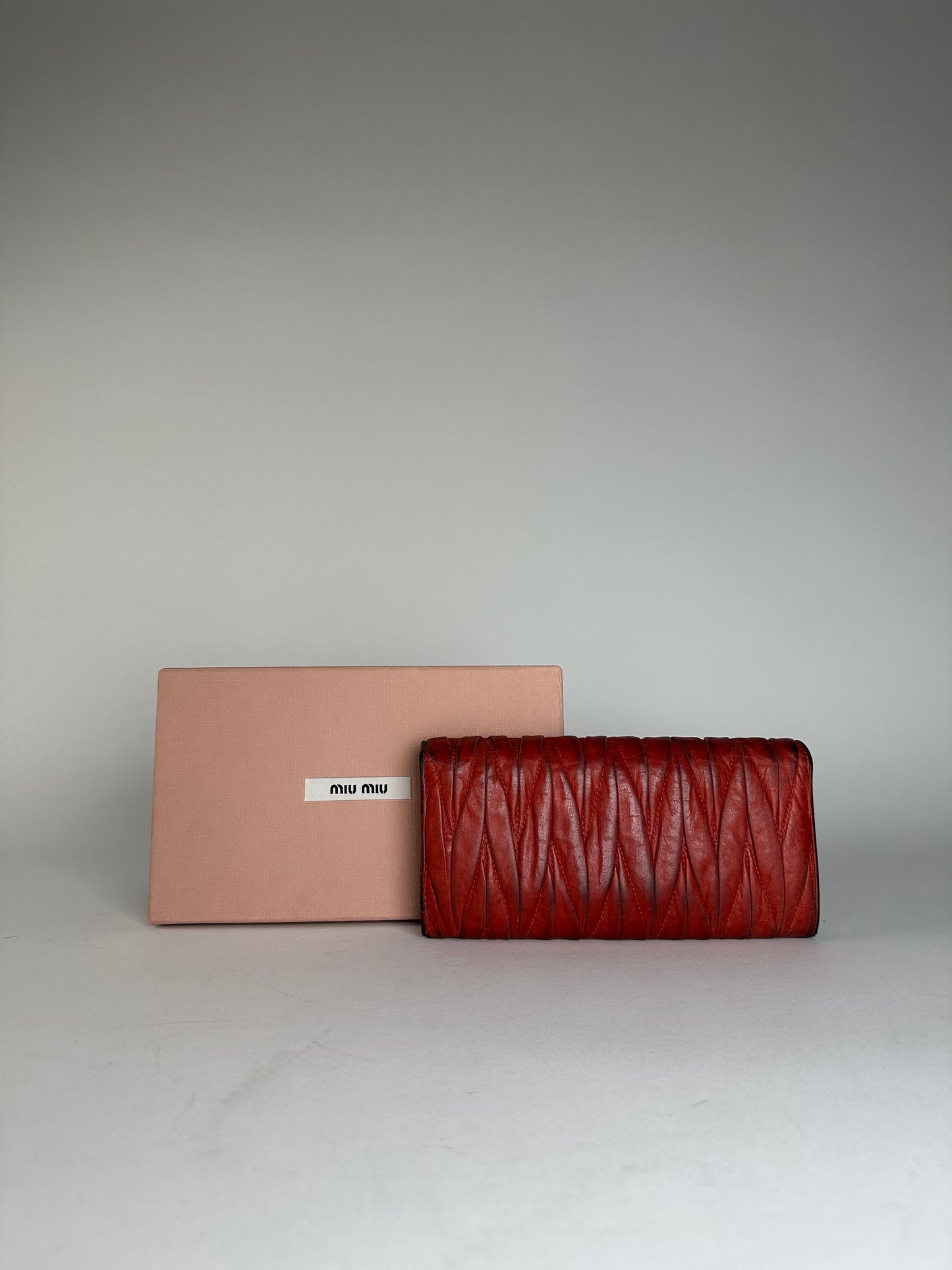 Vintage Miu Miu Metallasse Leather Wallet Red