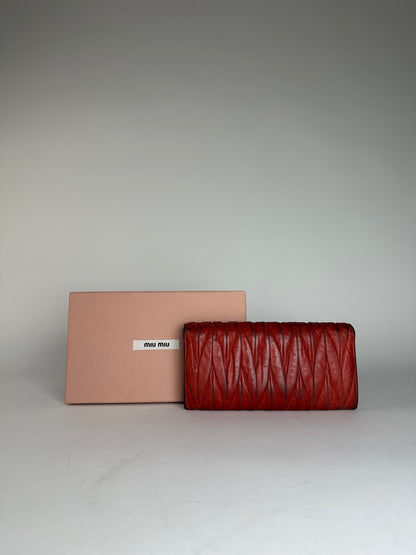 Vintage Miu Miu Metallasse Leather Wallet Red