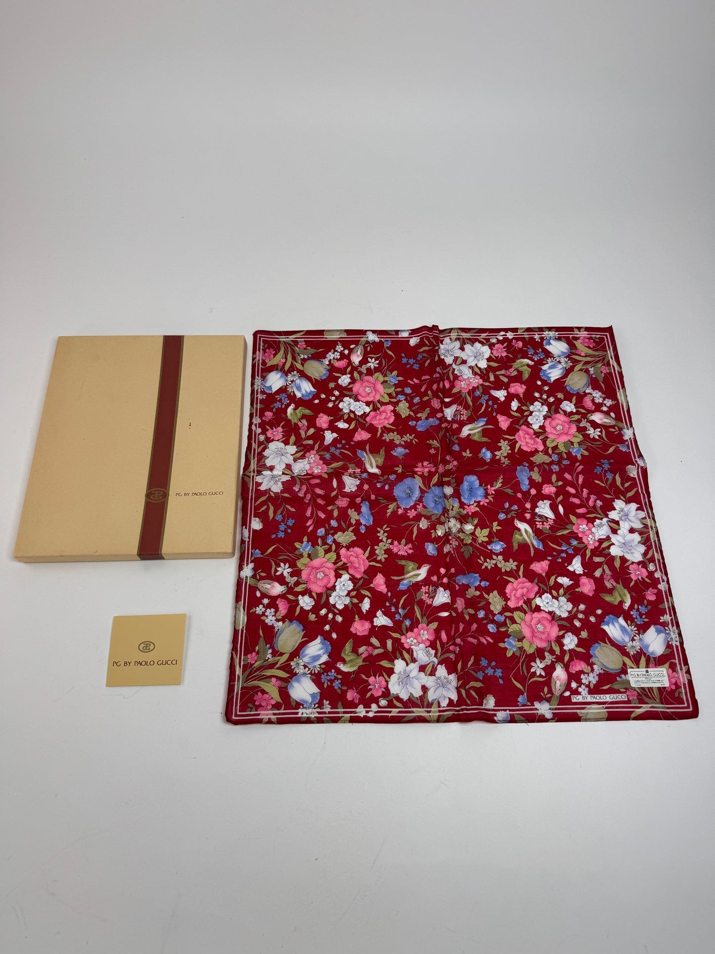 Vintage Gucci Floral Scarf Red New With Box