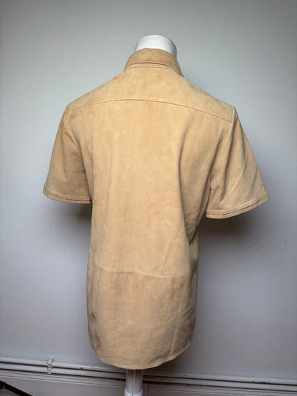 Vintage Loewe Suede Short Sleeve Shirt Beige S