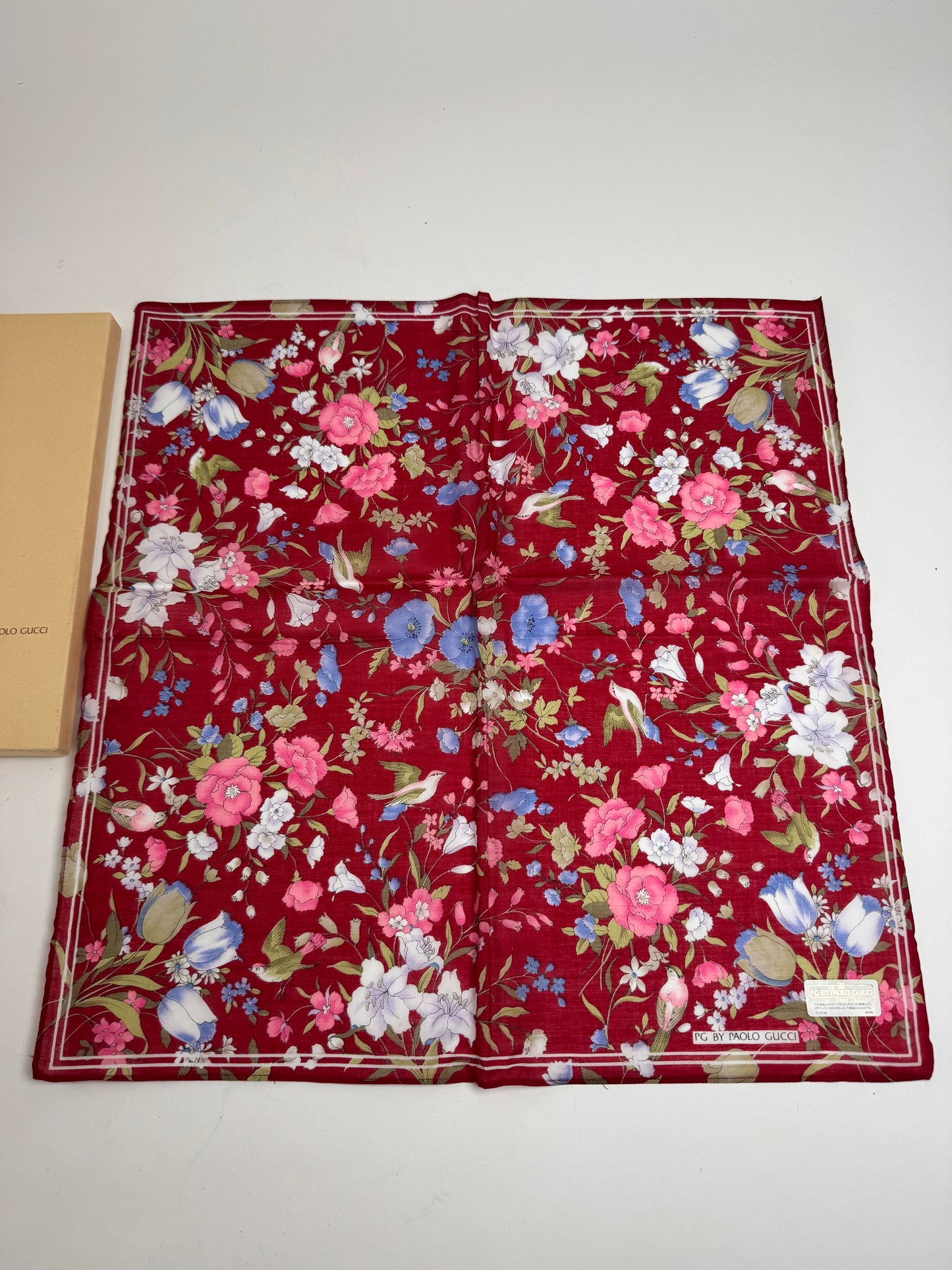 Vintage Gucci Floral Scarf Red New With Box