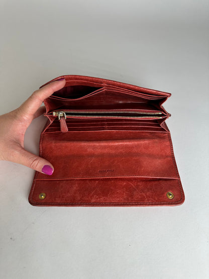 Vintage Miu Miu Metallasse Leather Wallet Red