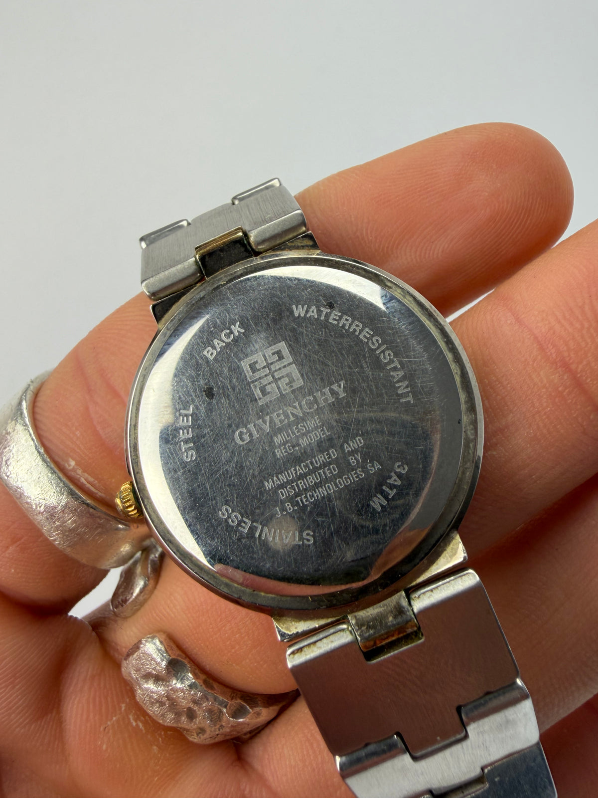 Vintage Givenchy Two-Tone Bracelet Watch Late 1980s Silver Gold