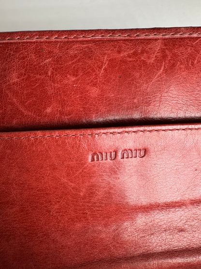 Vintage Miu Miu Metallasse Leather Wallet Red
