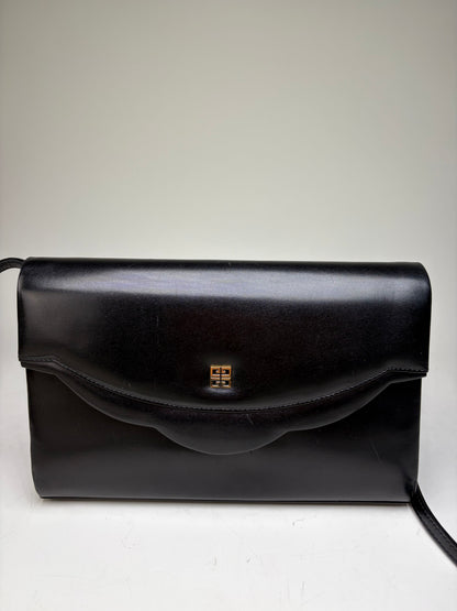 Vintage Givenchy Leather Shoulder Bag Black Gold