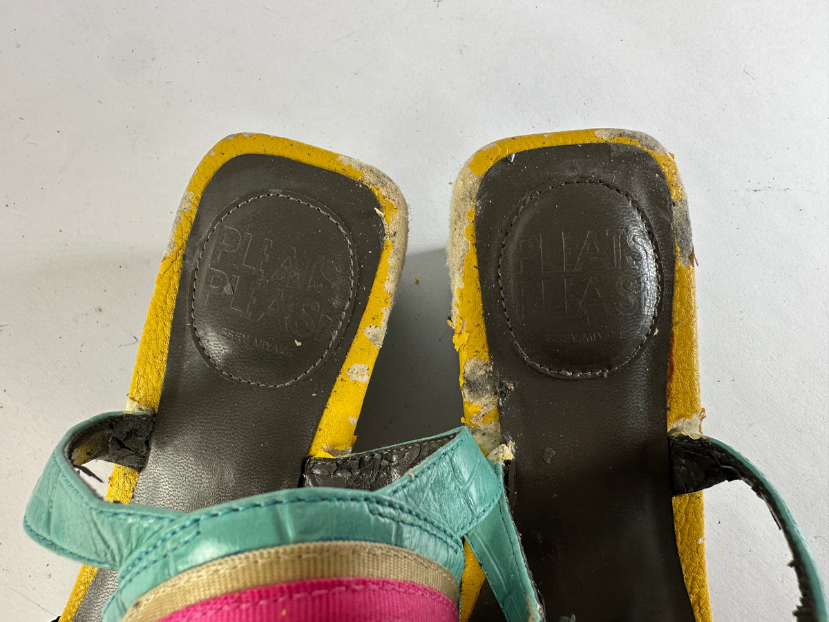 Vintage Issey Miyake Pleats Please Platform Wedge Sandal Early 2000s Multicolor EU36.5