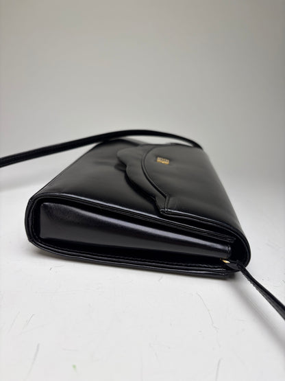 Vintage Givenchy Leather Shoulder Bag Black Gold