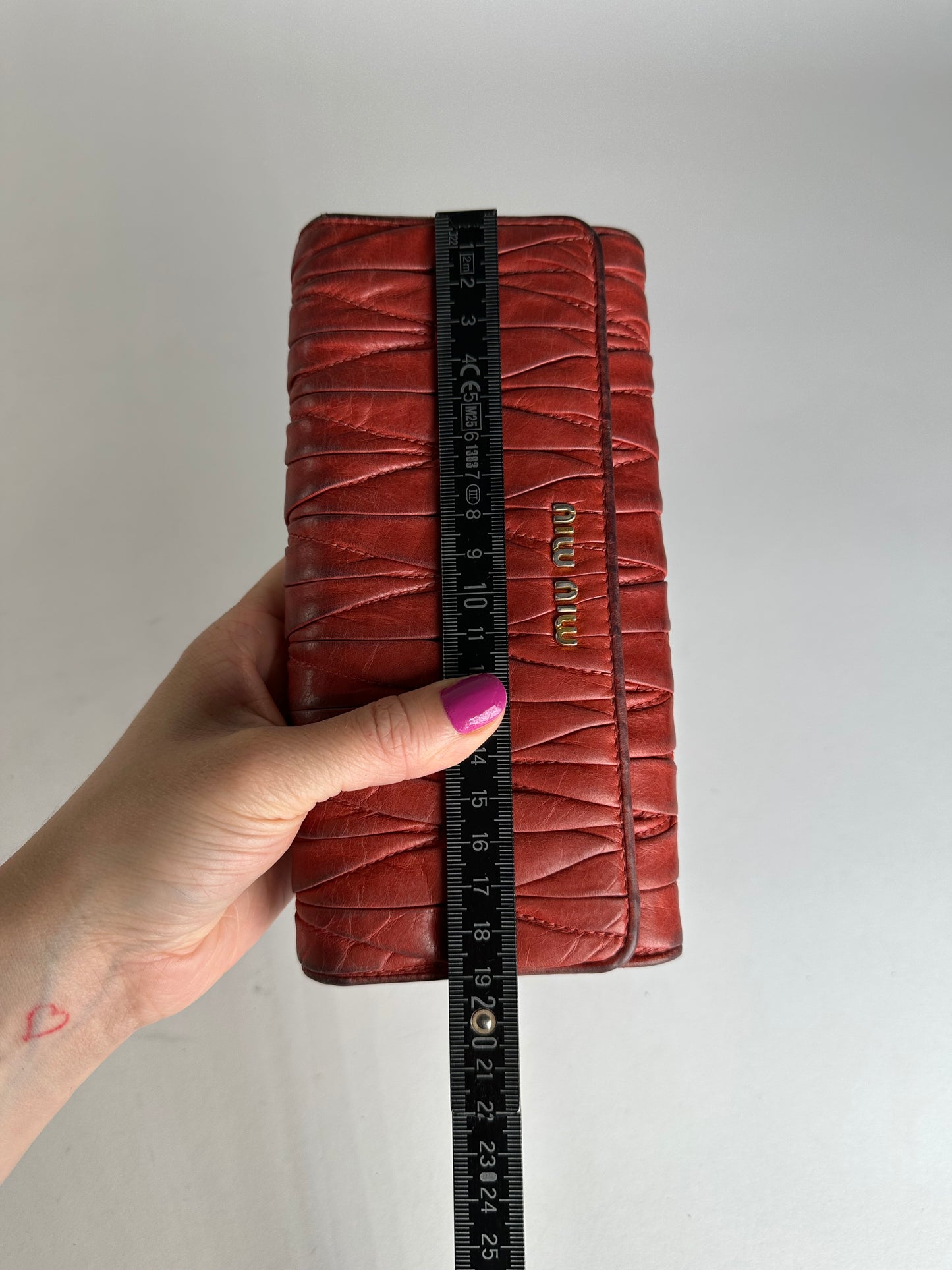 Vintage Miu Miu Metallasse Leather Wallet Red