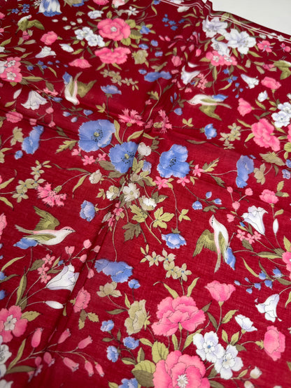 Vintage Gucci Floral Scarf Red New With Box