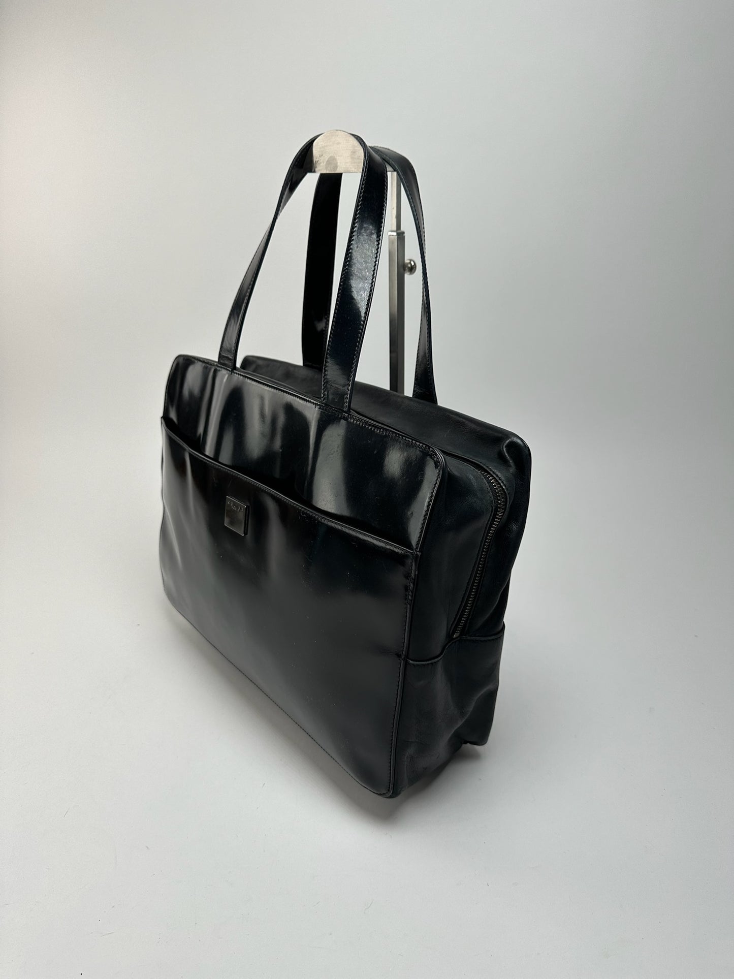 Sac vintage en cuir noir Céline Paris