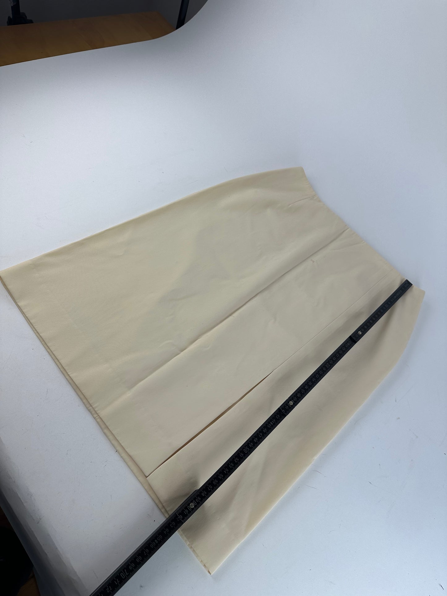 Celine Cream Wool Blend Tailored Skirt with Slit Detail