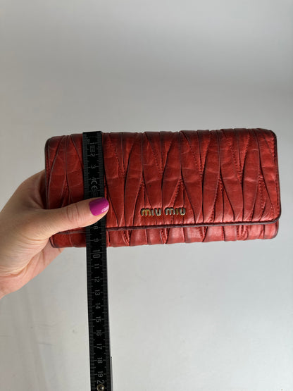 Vintage Miu Miu Metallasse Leather Wallet Red