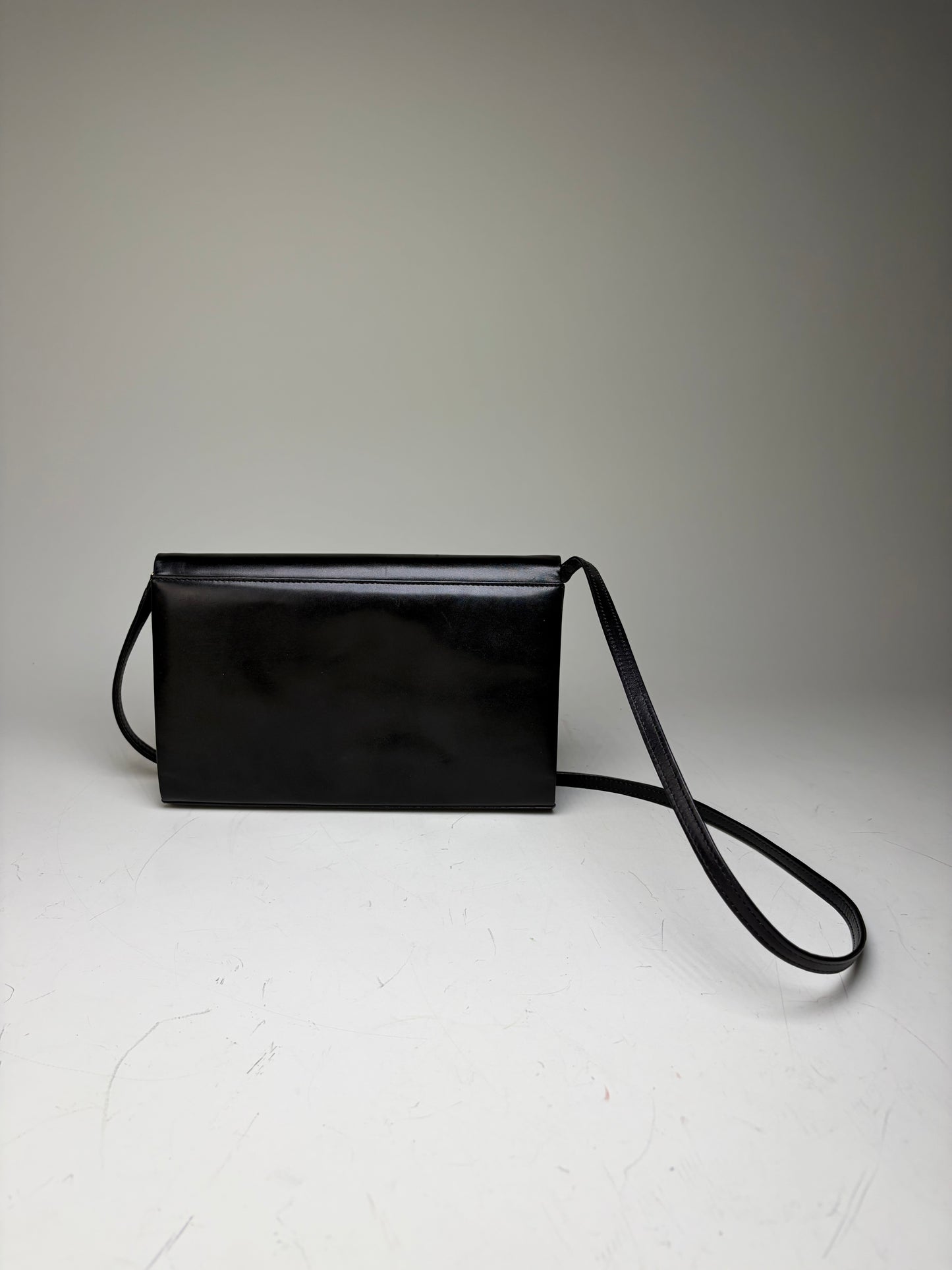 Vintage Givenchy Leather Shoulder Bag Black Gold