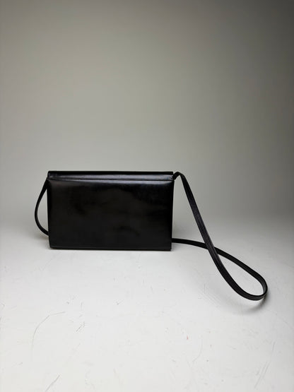 Vintage Givenchy Leather Shoulder Bag Black Gold