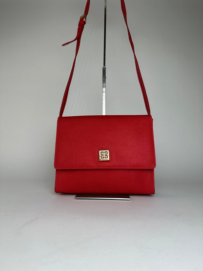 Vintage Givenchy Leather Canvas Multiway Bag Red