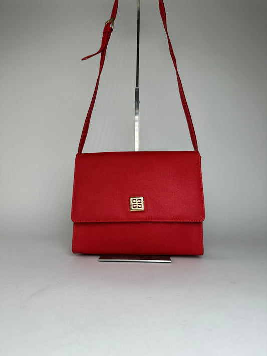 Vintage Givenchy Leather Canvas Multiway Bag Red