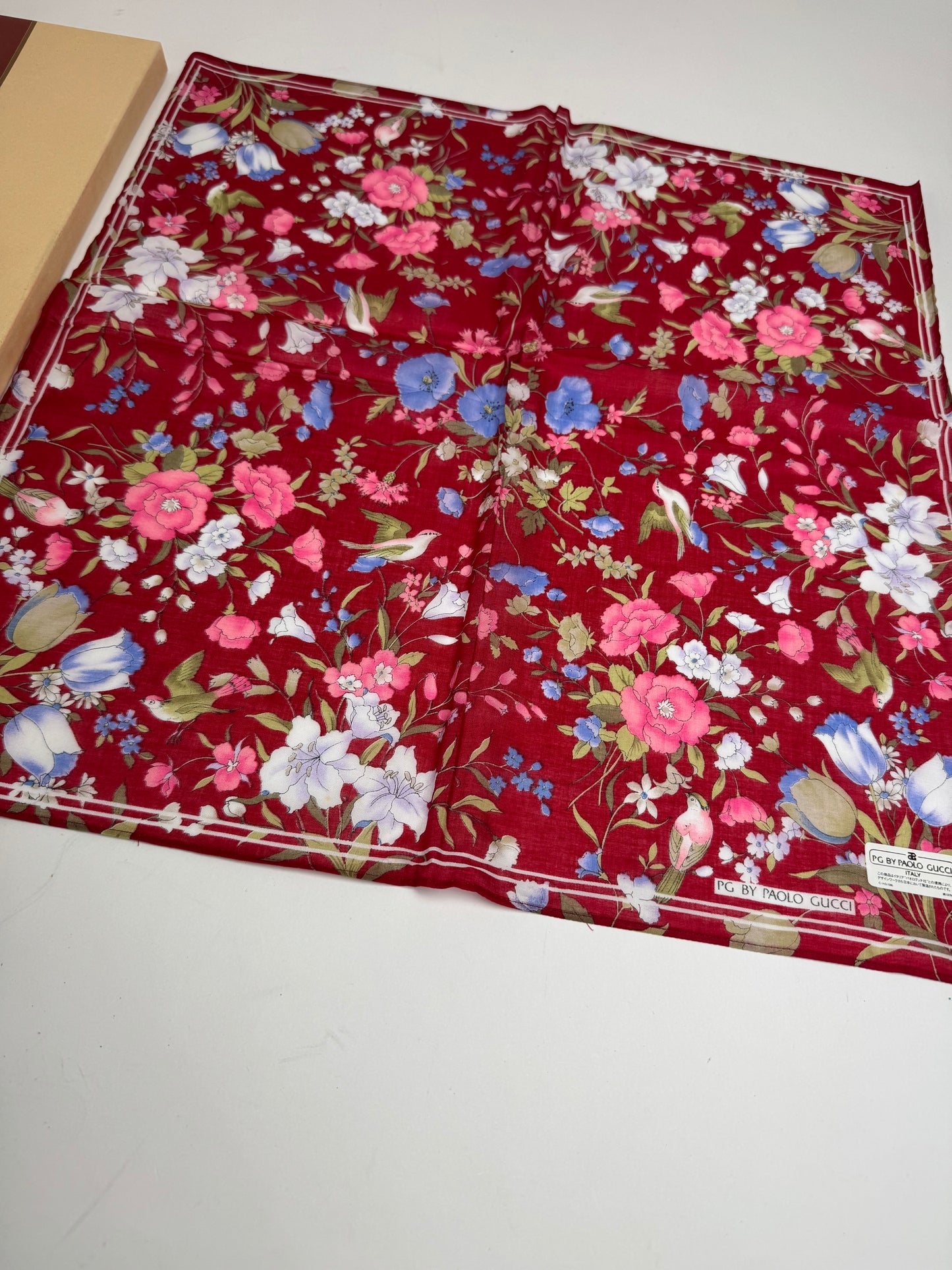 Vintage Gucci Floral Scarf Red New With Box