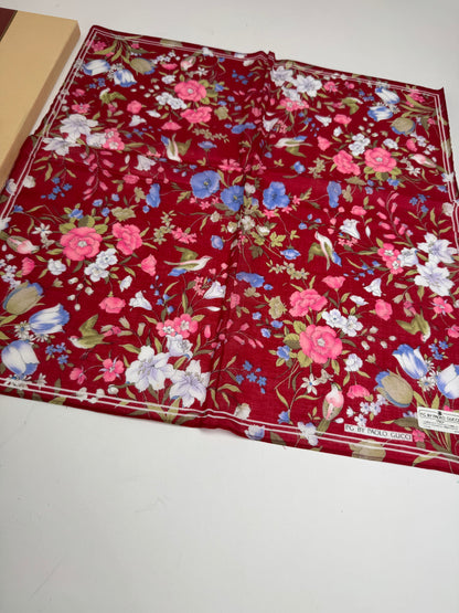 Vintage Gucci Floral Scarf Red New With Box