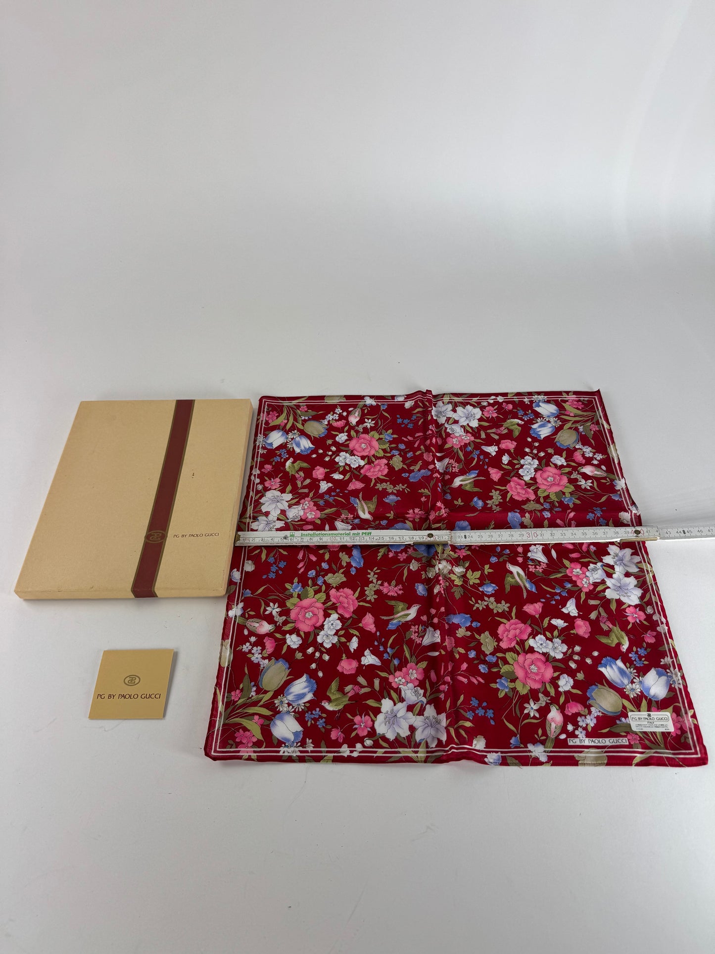 Vintage Gucci Floral Scarf Red New With Box
