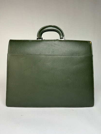Vintage Balenciaga Structured Leather Briefcase Late 1990s Dark Green