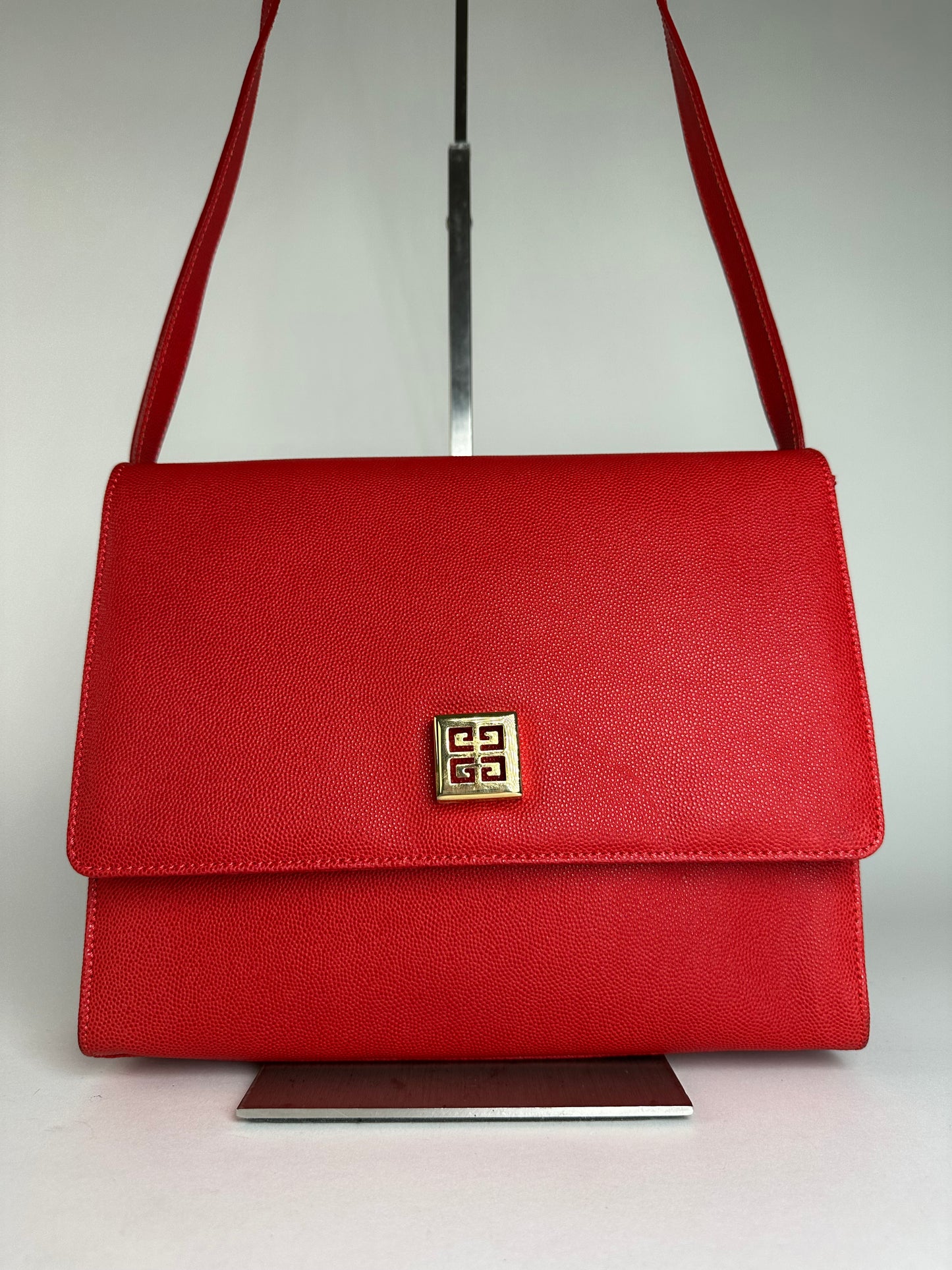 Vintage Givenchy Leather Canvas Multiway Bag Red