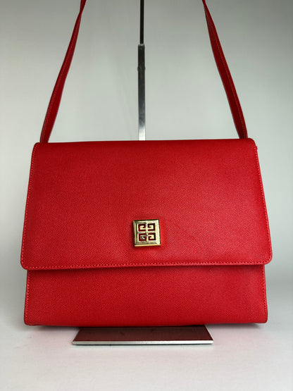 Vintage Givenchy Leather Canvas Multiway Bag Red