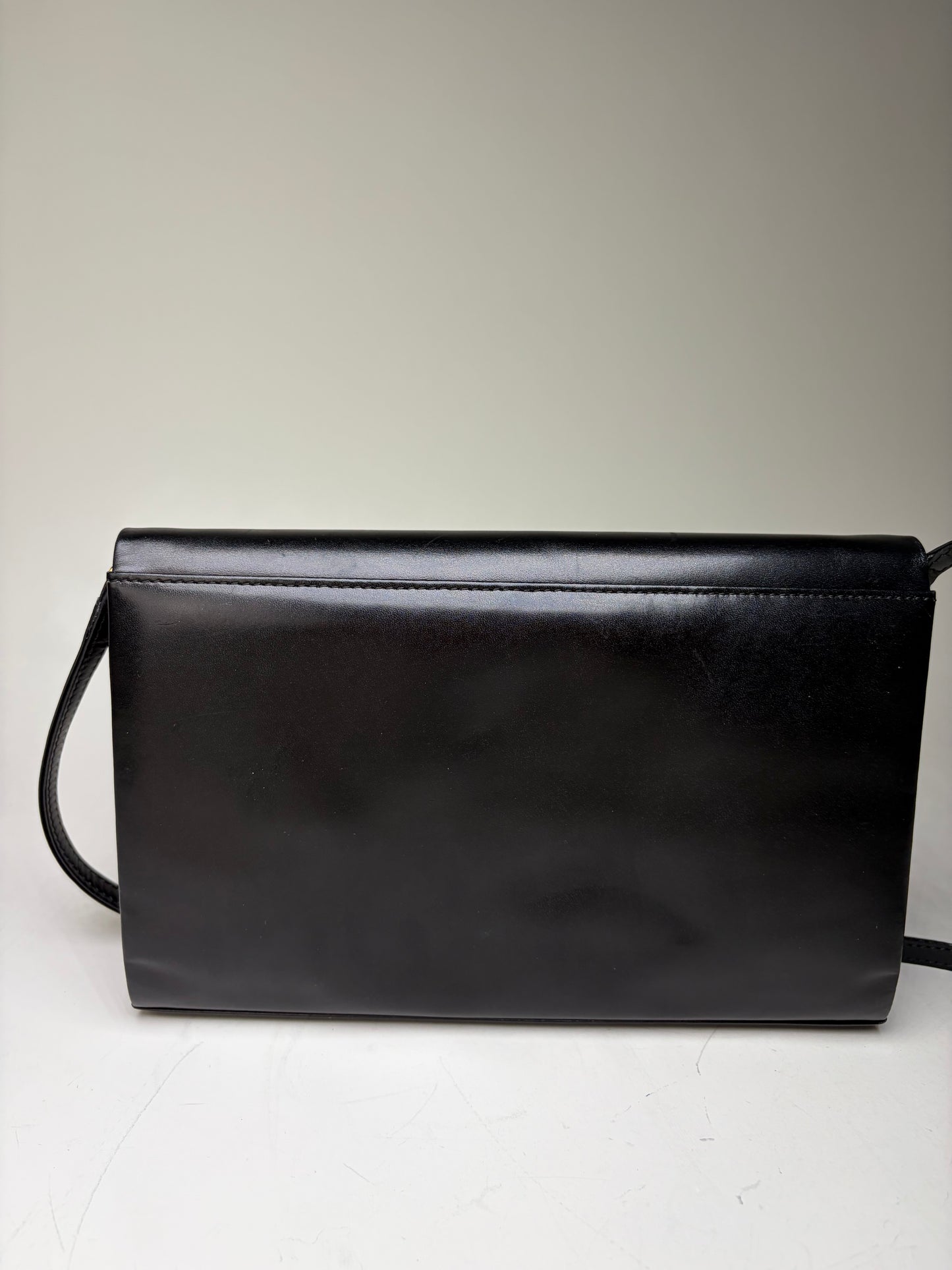 Vintage Givenchy Leather Shoulder Bag Black Gold