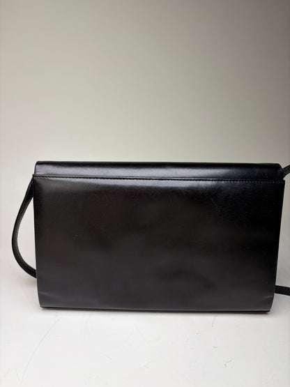 Vintage Givenchy Leather Shoulder Bag Black Gold