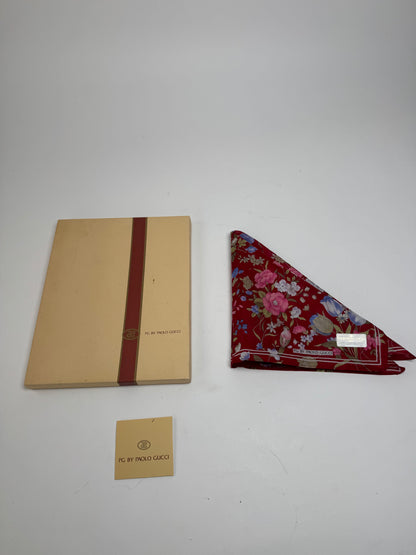 Vintage Gucci Floral Scarf Red New With Box