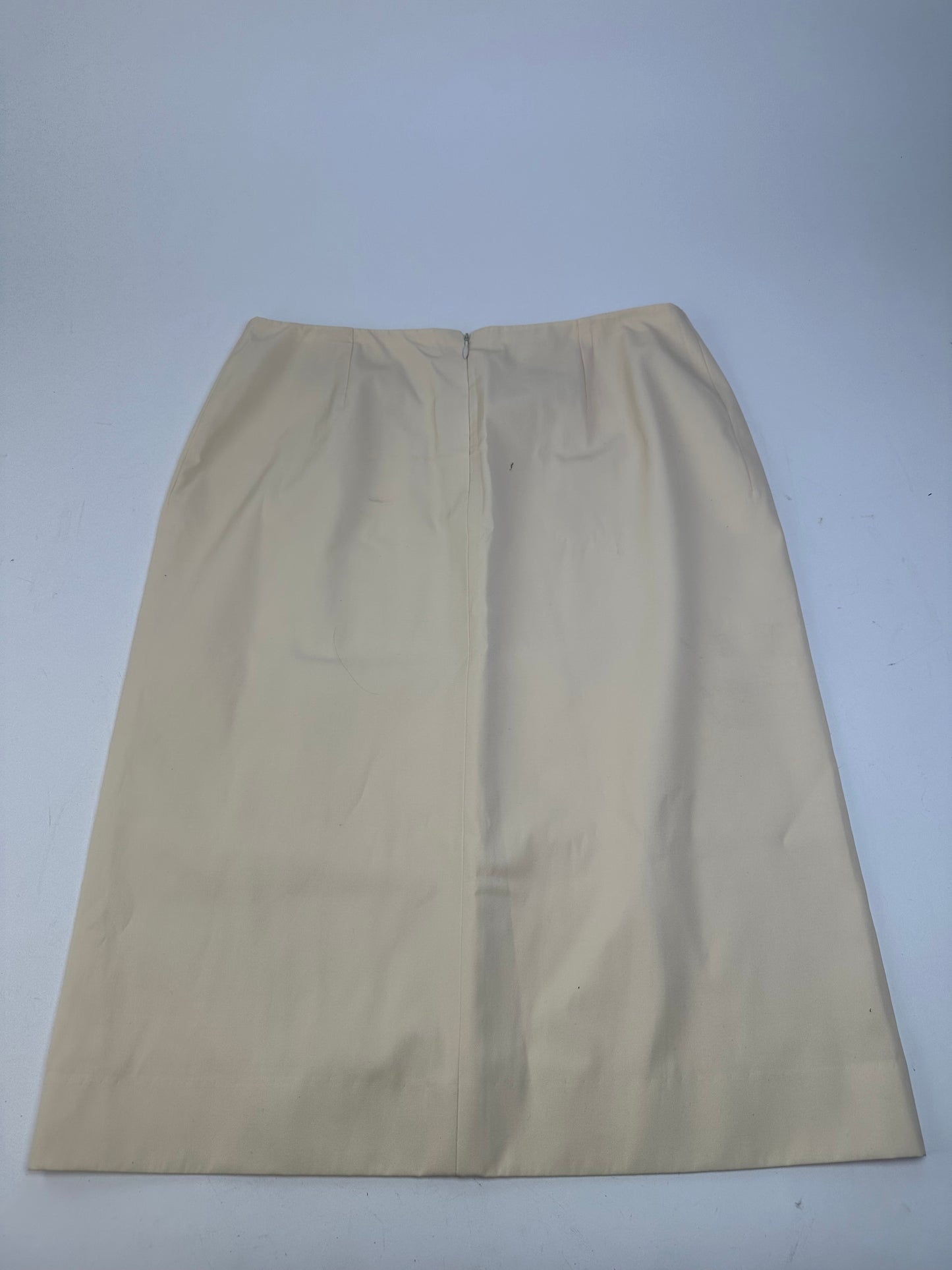 Celine Cream Wool Blend Tailored Skirt with Slit Detail