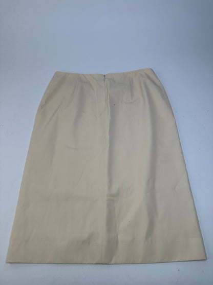 Celine Cream Wool Blend Tailored Skirt with Slit Detail