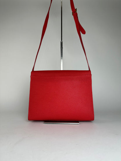 Vintage Givenchy Leather Canvas Multiway Bag Red