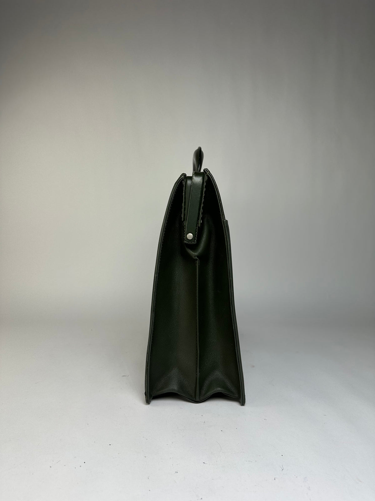 Vintage Balenciaga Structured Leather Briefcase Late 1990s Dark Green