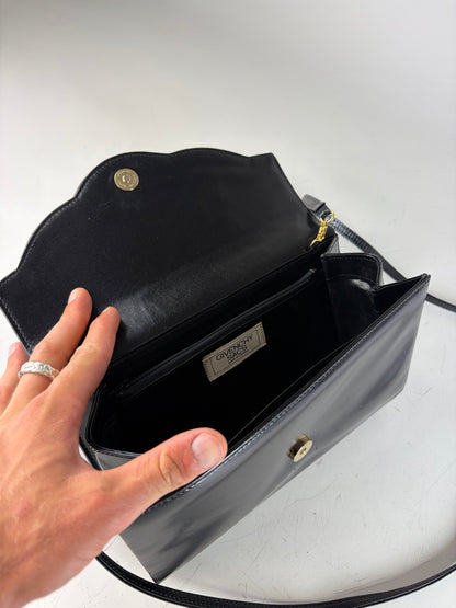 Vintage Givenchy Leather Shoulder Bag Black Gold