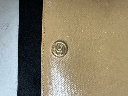 Vintage Chanel Grained Leather Wallet Beige Gold