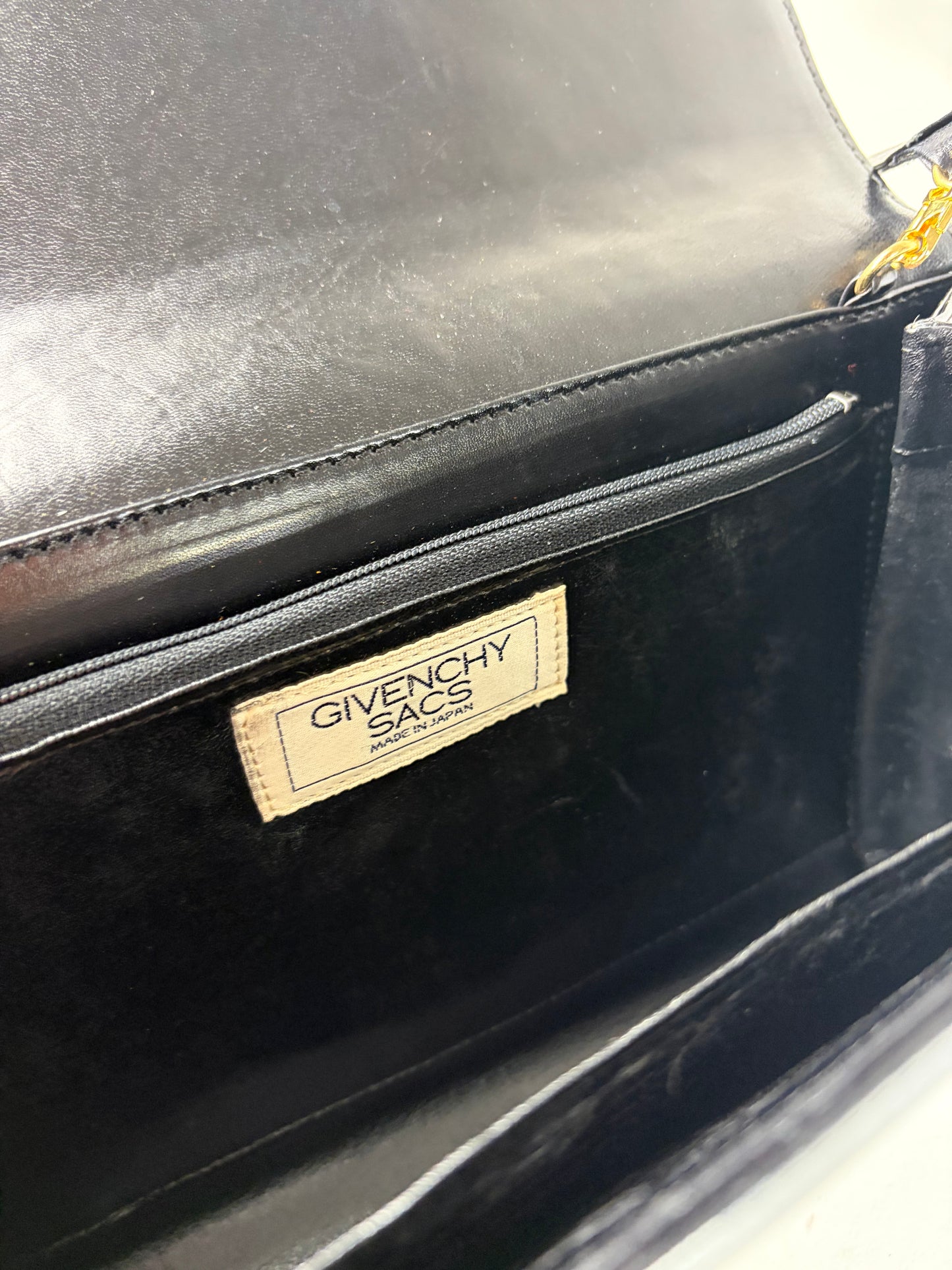 Vintage Givenchy Leather Shoulder Bag Black Gold