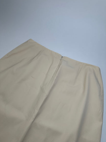 Celine Cream Wool Blend Tailored Skirt with Slit Detail