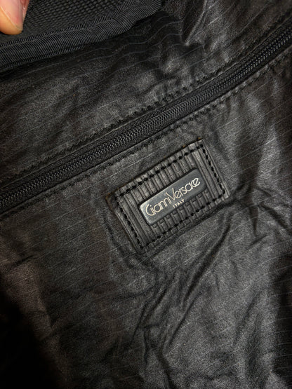 Vintage Versace Nylon Leather Trim Weekend Duffle Bag Black