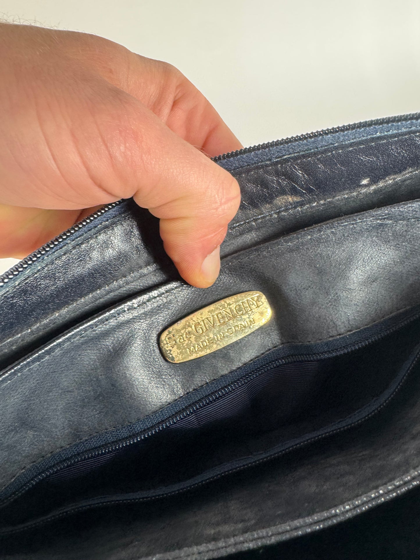 Vintage Givenchy 4G Leather Monogram Bag Navy White
