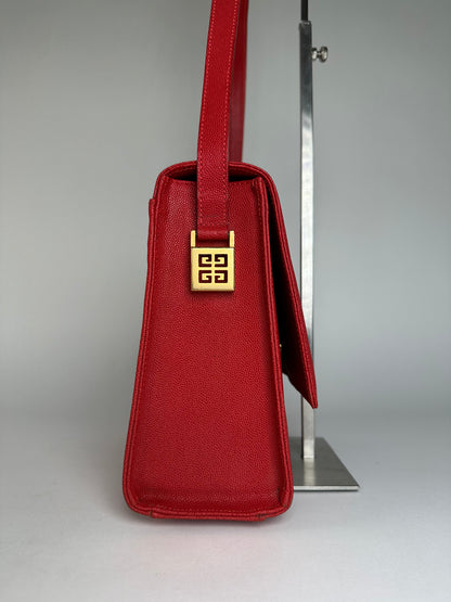 Vintage Givenchy Leather Canvas Multiway Bag Red