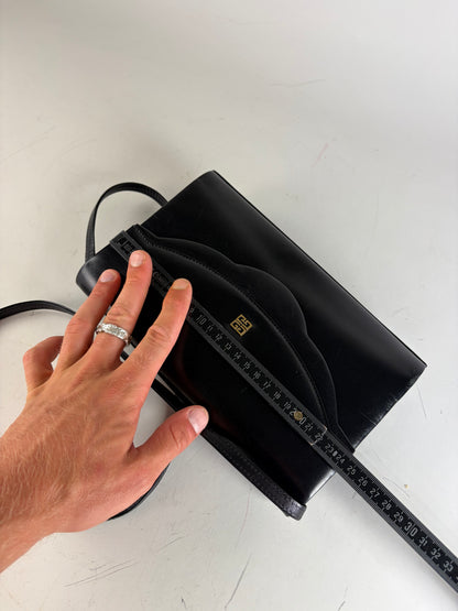 Vintage Givenchy Leather Shoulder Bag Black Gold