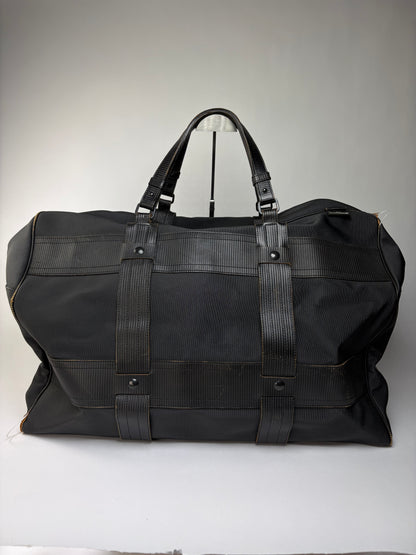 Vintage Versace Nylon Leather Trim Weekend Duffle Bag Black