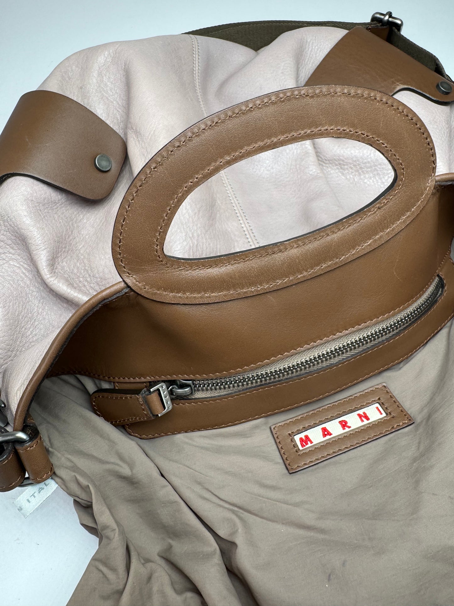 Sac vintage Marni en cuir à 2 voies violet marron